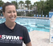 Brooke Bennett prepares to swim for cancer research