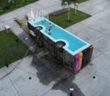 This bus was converted into a public swimming pool in France