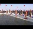 Swim competition in pool cut from ice