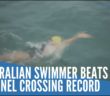 Australian swimmer beats Channel crossing record