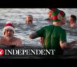 Swimmers enjoy Christmas Day dips across the UK