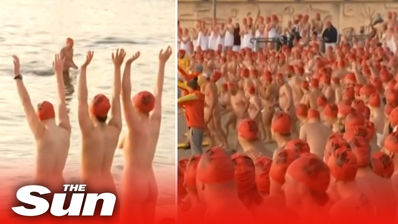 Naked Swimmers Run Into Chilly Waters in 3C Temperatures at Nude Solstice Swim | The Sun