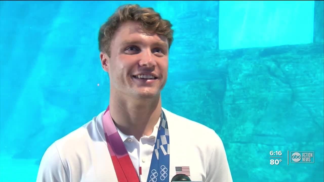 Olympic Gold Medalist Bobby Finke Continues Victory Tour | ABC Action News