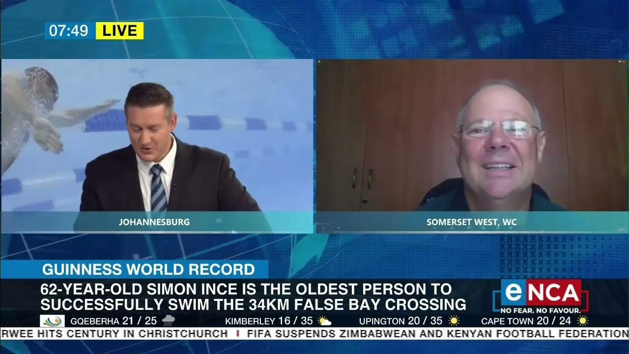 Simon Ince Is the Oldest Person to Successfully Swim The 34km False Bay Crossing | eNCA