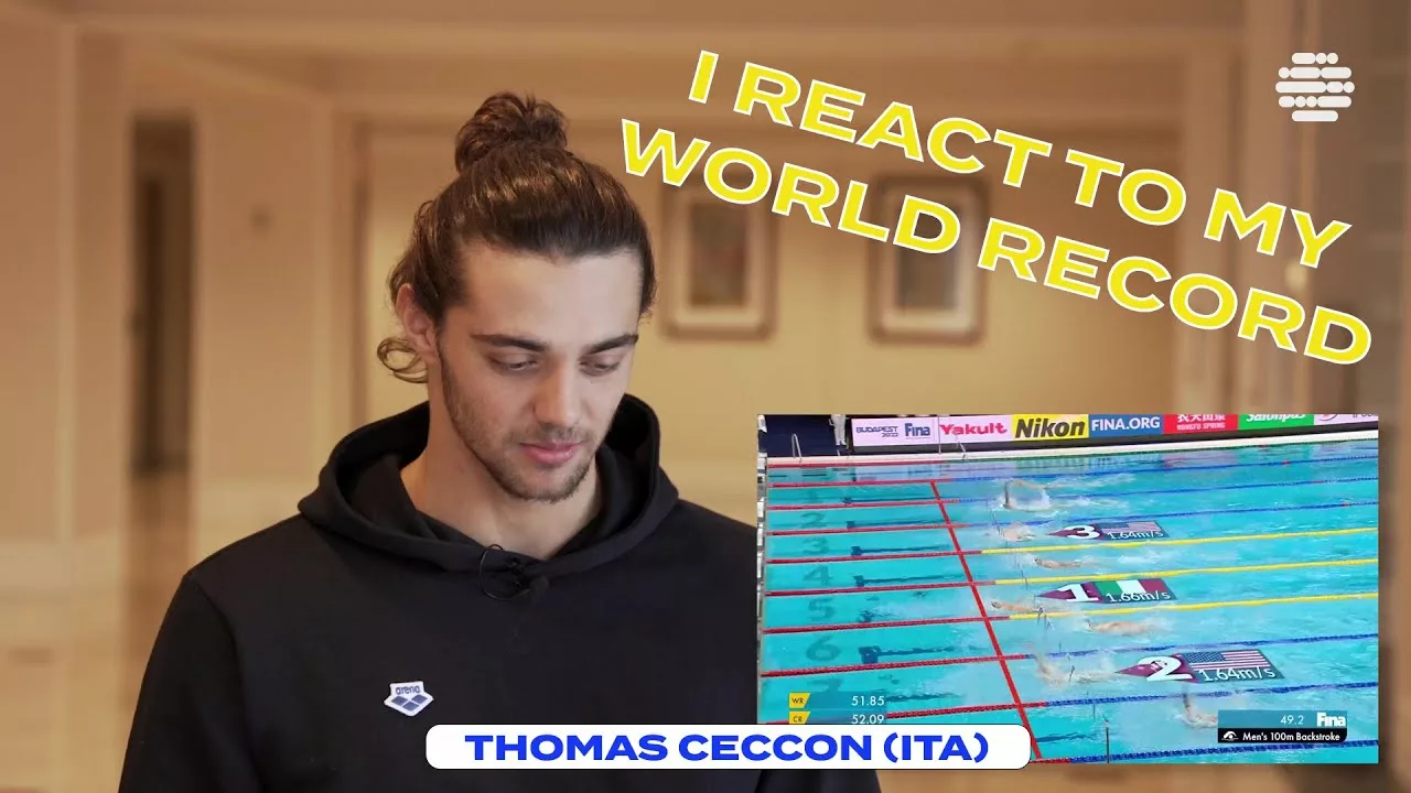 Thomas Ceccon (ITA) Reacts to 100M Backstroke World Record | World Aquatics