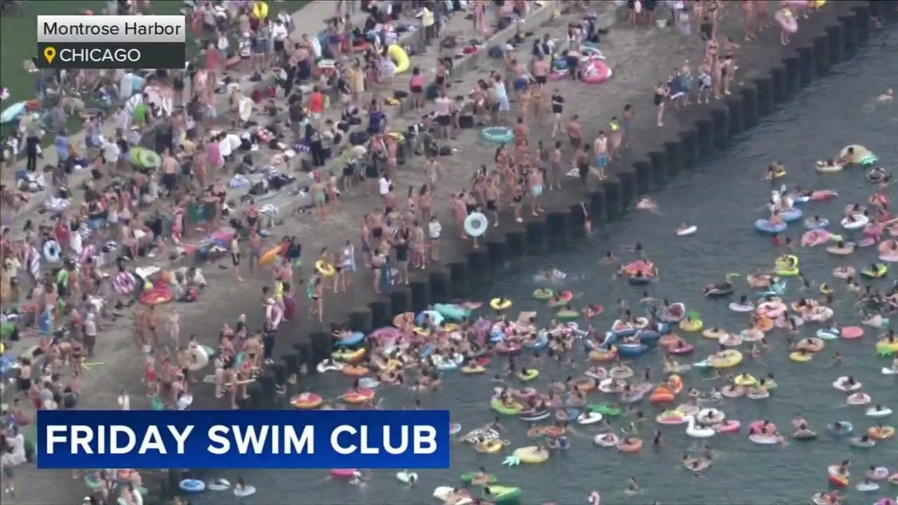 Friday Morning Swim Club Cools off at Montrose Harbor | ABC 7 Chicago