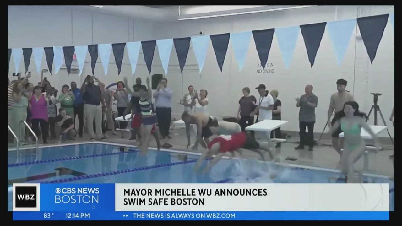 Mayor Michelle Wu Jumps in Pool to Promote Swimming Lessons in Boston | CBS Boston