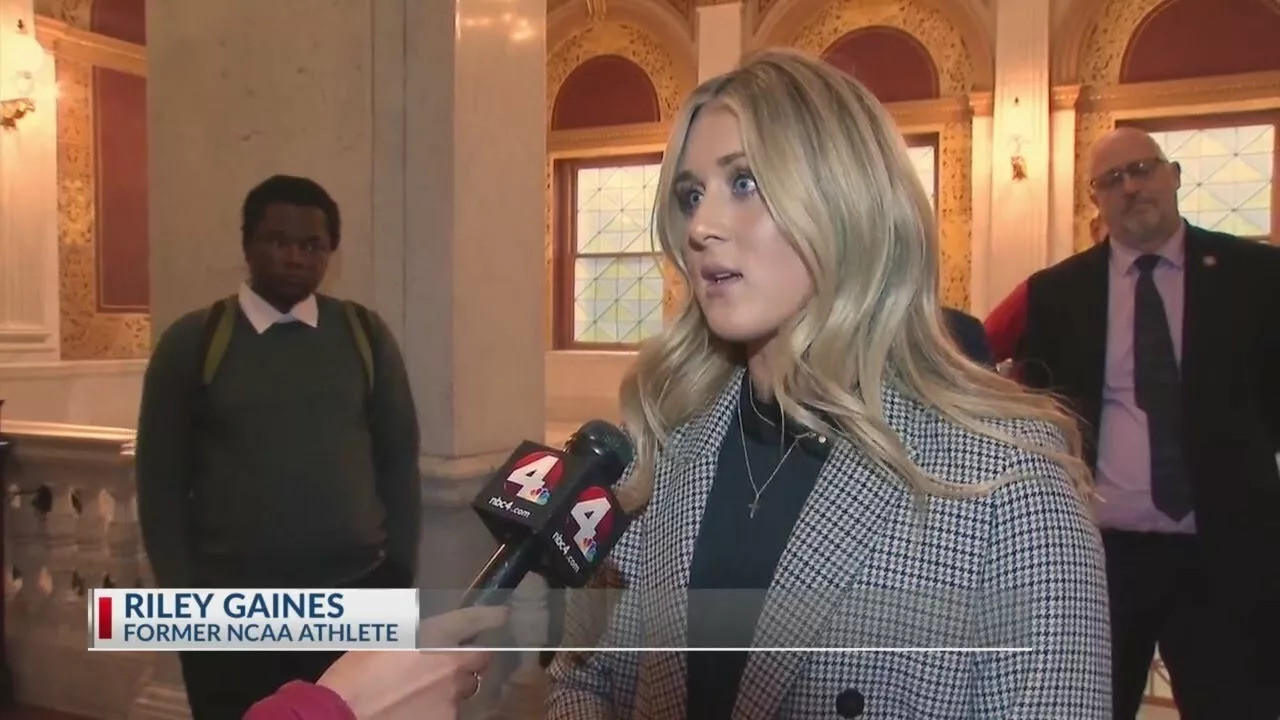 Former NCAA Swimmer Riley Gaines Testifies in Favor of Ohio’s Trans Athlete, Healthcare Ban | NBC4 Columbus