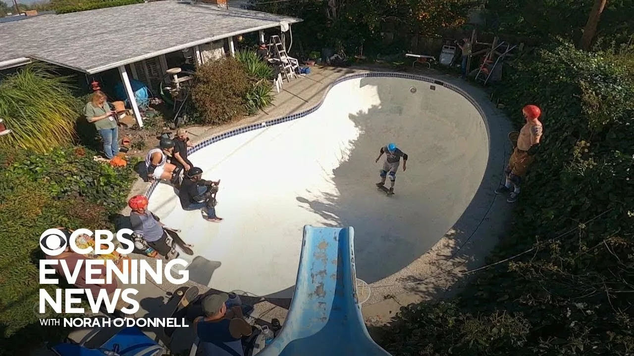 Skaters Clean Pools for Free in California | CBS Evening News