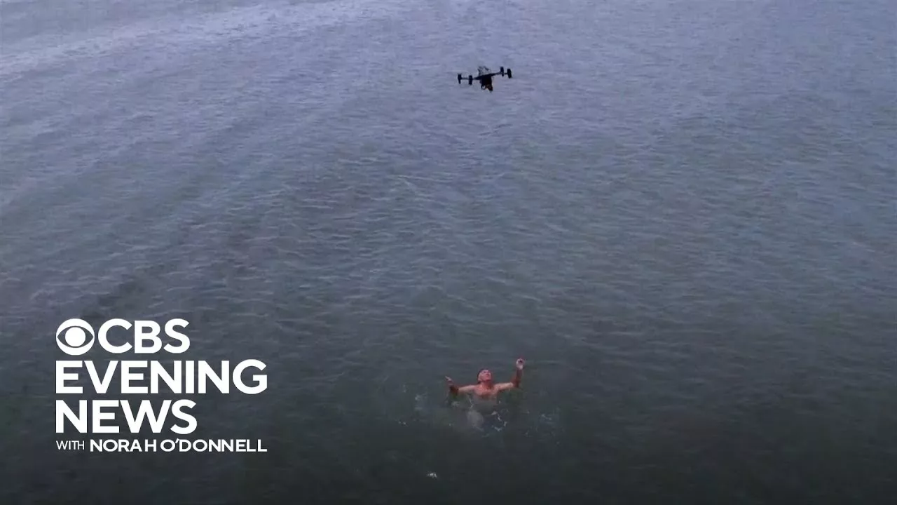 Drone Technology Used To Rescue Distressed Swimmers | CBS Evening News
